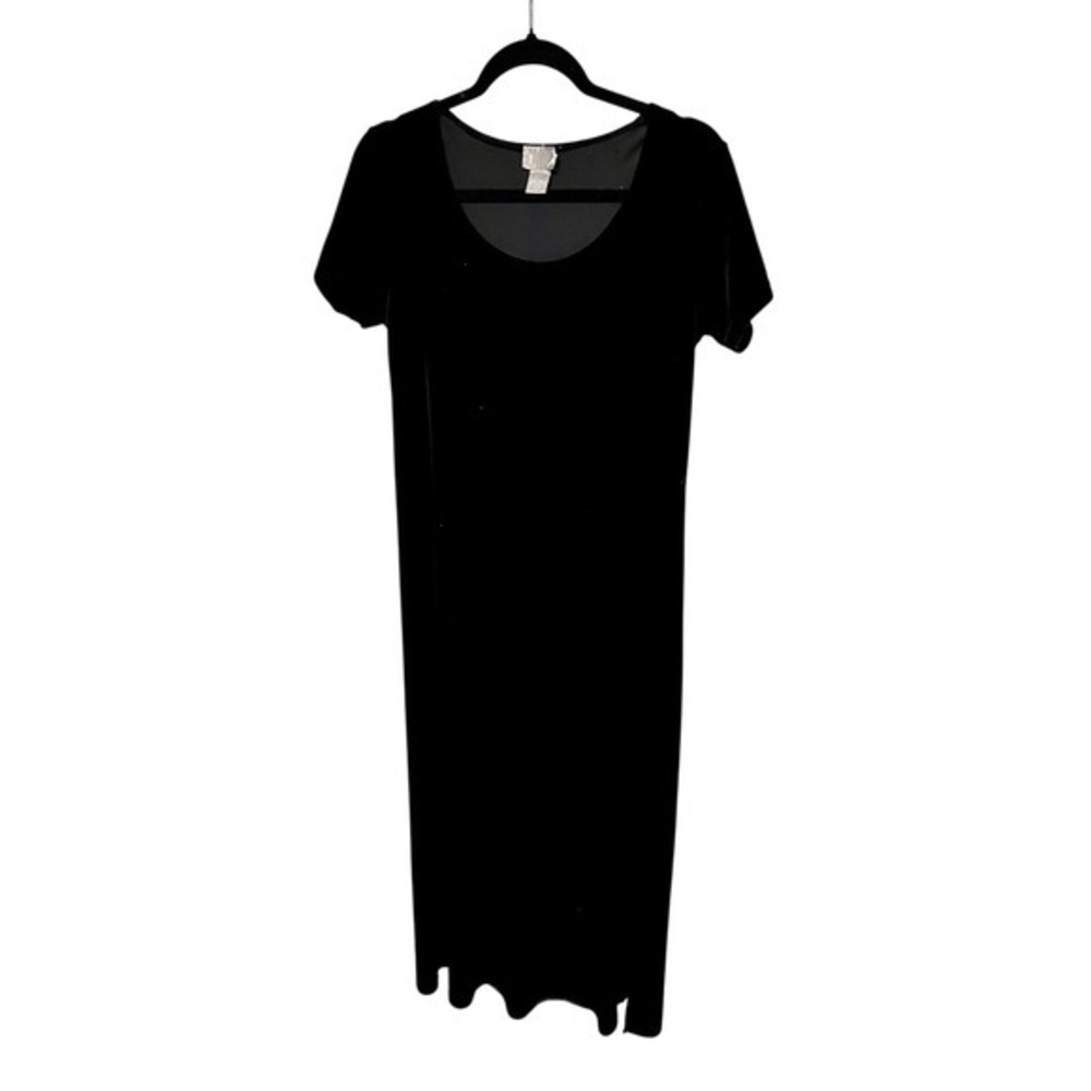 Vintage Black Velvet‎ Maxi Dress Winter Party